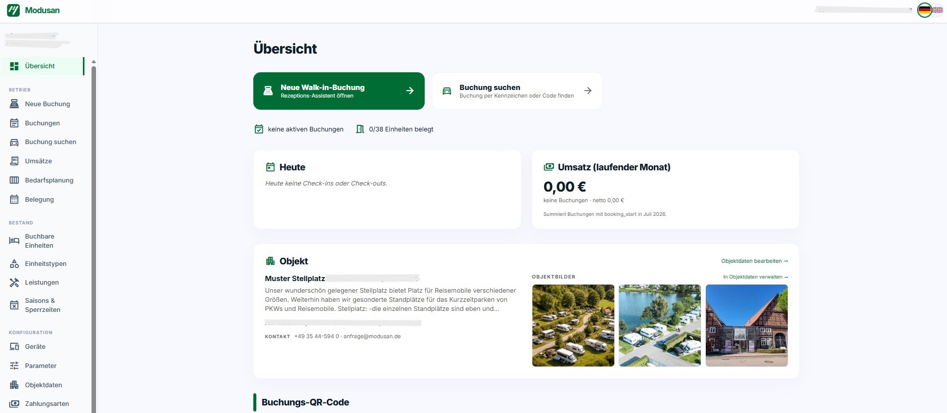 Dashboard Betreiberansicht